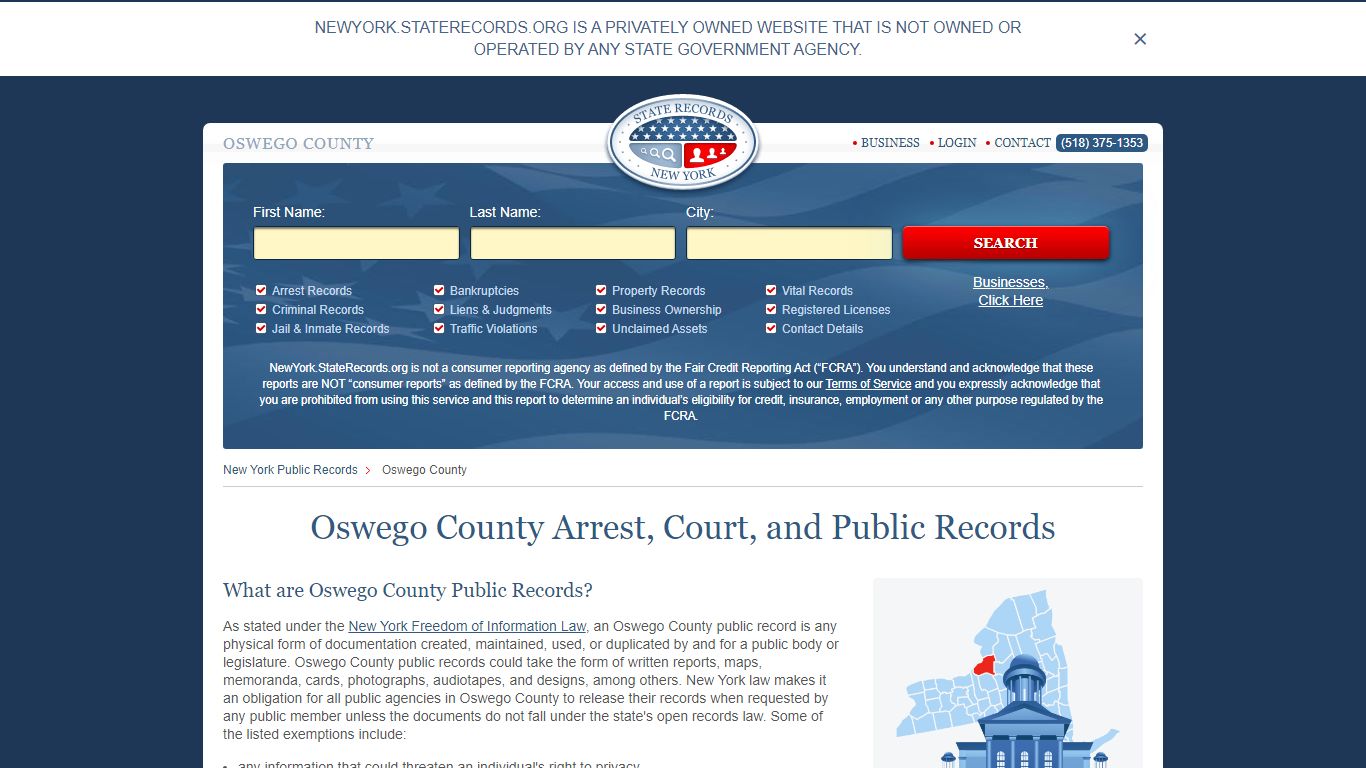 Oswego County Arrest, Court, and Public Records