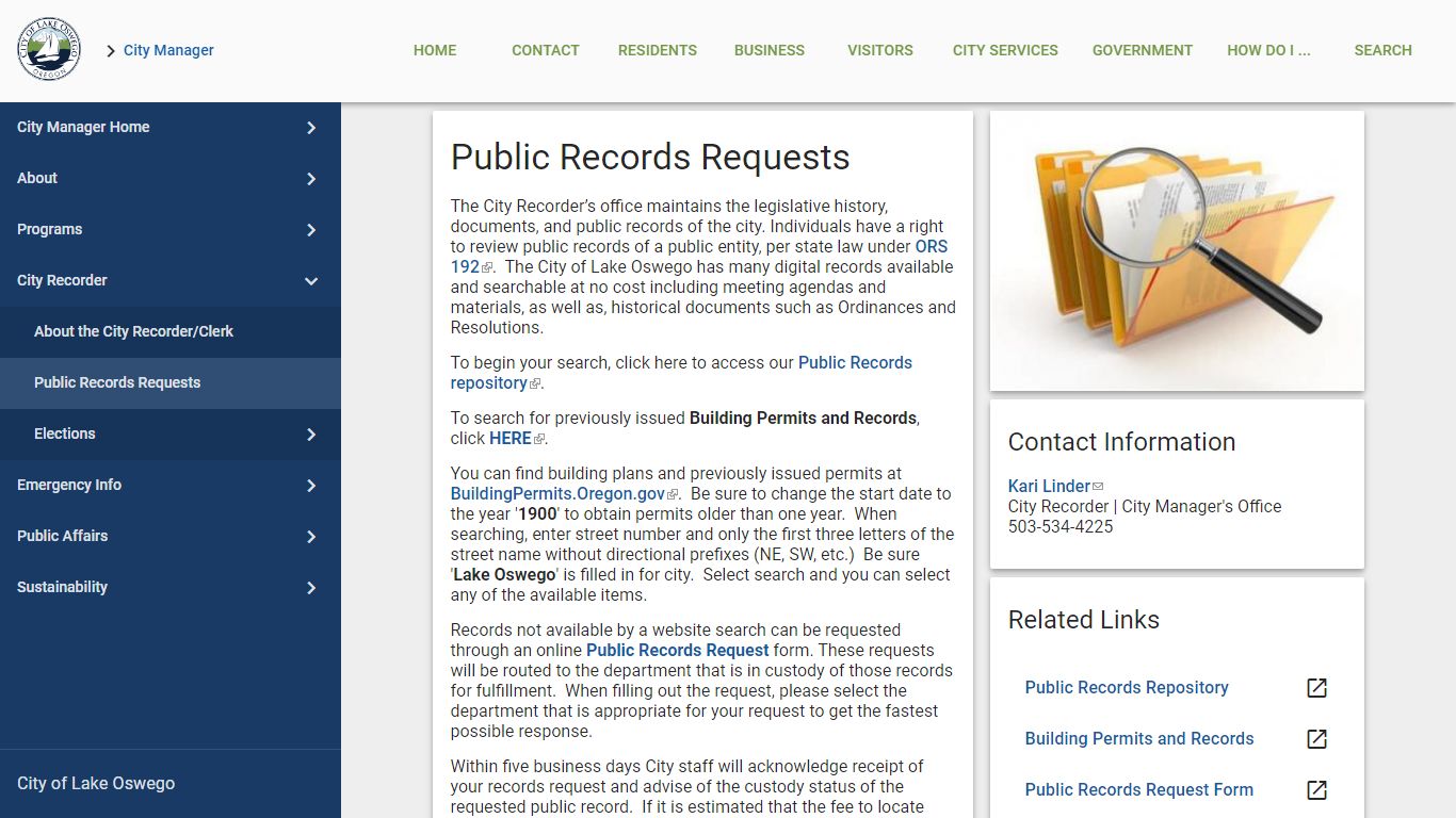 Public Records Requests | City of Lake Oswego